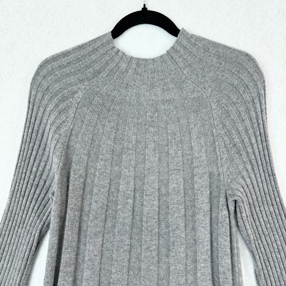 Anthropologie Sweater Dress Womens Small Gray Yellow Rib Knit Bell Sleeves - Picture 7 of 13